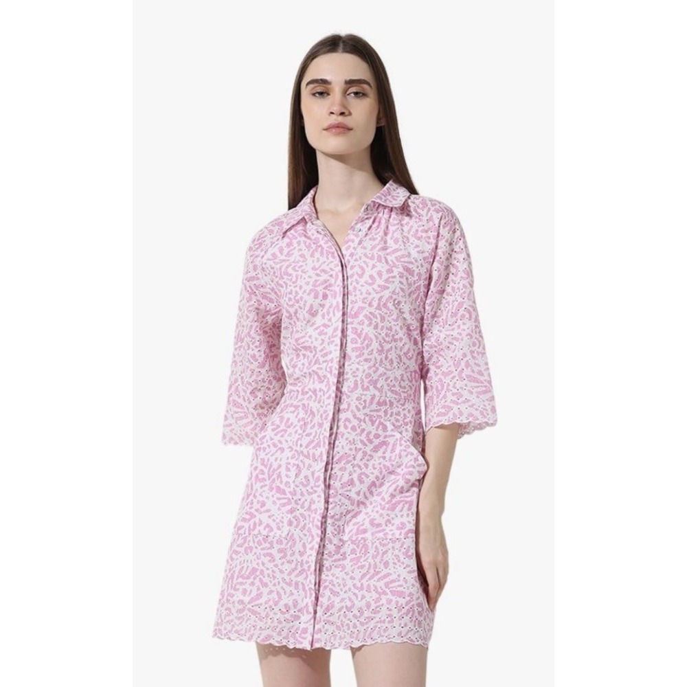 Y2K NWT ONLY Step-Hem Shirtdress in Baby Pink Sz3& Schiffi Floral Fairycore CHIC - Picture 3 of 11